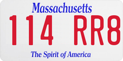 MA license plate 114RR8