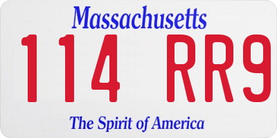 MA license plate 114RR9