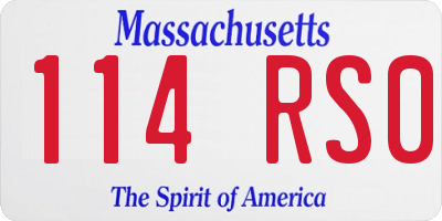MA license plate 114RS0