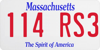MA license plate 114RS3