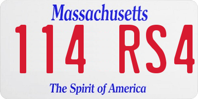 MA license plate 114RS4