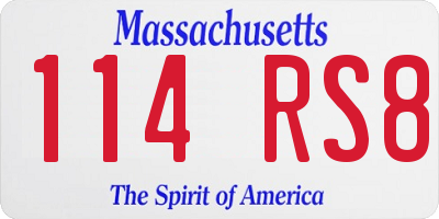 MA license plate 114RS8