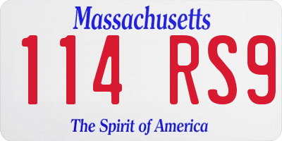MA license plate 114RS9