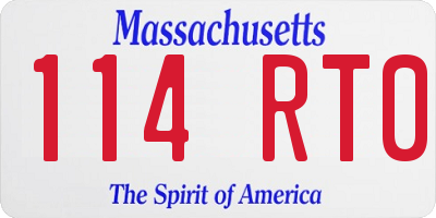 MA license plate 114RT0
