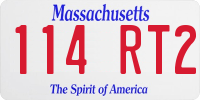 MA license plate 114RT2