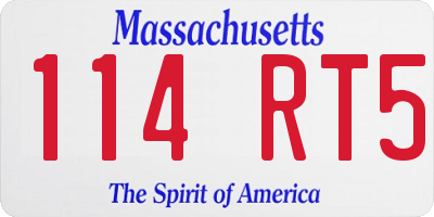 MA license plate 114RT5