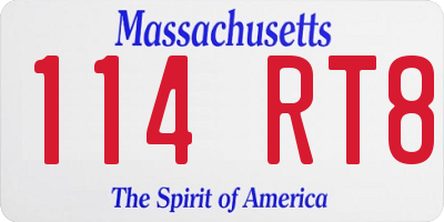 MA license plate 114RT8