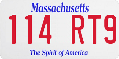 MA license plate 114RT9