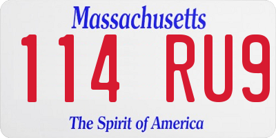 MA license plate 114RU9