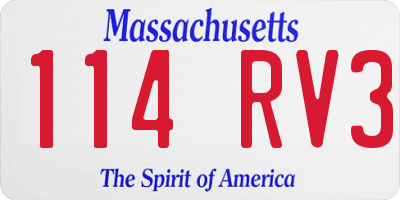 MA license plate 114RV3
