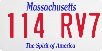 MA license plate 114RV7