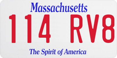 MA license plate 114RV8