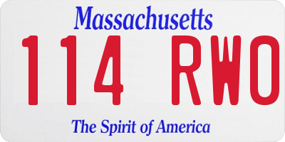 MA license plate 114RW0
