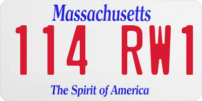 MA license plate 114RW1