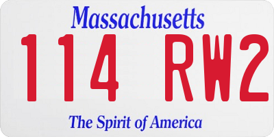 MA license plate 114RW2