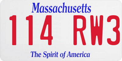 MA license plate 114RW3