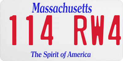 MA license plate 114RW4