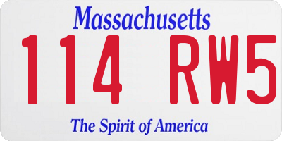 MA license plate 114RW5