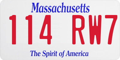 MA license plate 114RW7