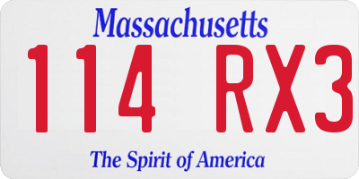 MA license plate 114RX3
