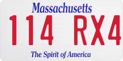 MA license plate 114RX4