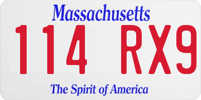 MA license plate 114RX9