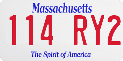 MA license plate 114RY2