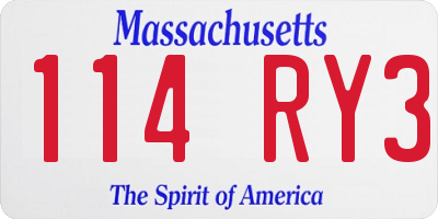MA license plate 114RY3