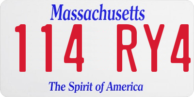 MA license plate 114RY4