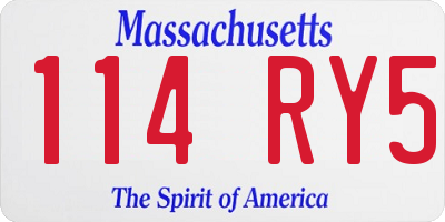 MA license plate 114RY5