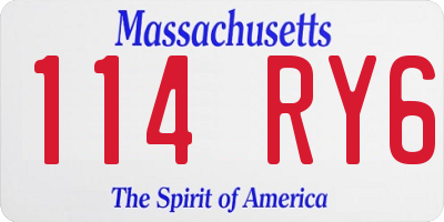 MA license plate 114RY6