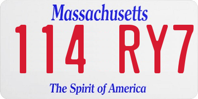 MA license plate 114RY7