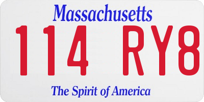 MA license plate 114RY8