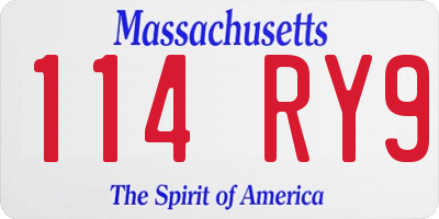 MA license plate 114RY9