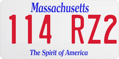 MA license plate 114RZ2