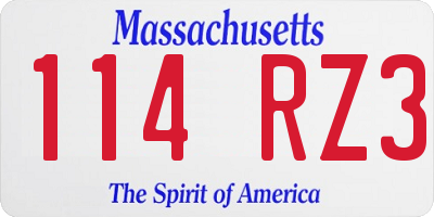 MA license plate 114RZ3