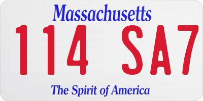 MA license plate 114SA7