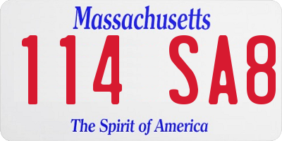 MA license plate 114SA8