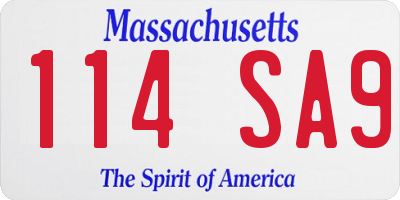MA license plate 114SA9