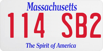 MA license plate 114SB2