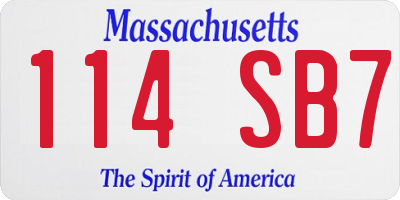 MA license plate 114SB7
