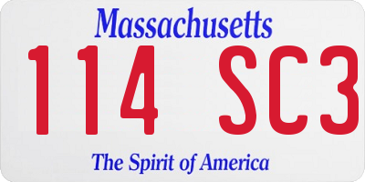 MA license plate 114SC3
