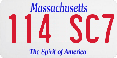 MA license plate 114SC7