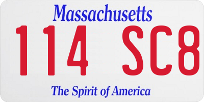 MA license plate 114SC8