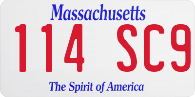 MA license plate 114SC9