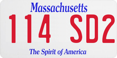 MA license plate 114SD2