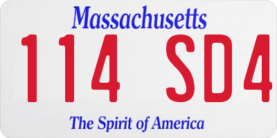 MA license plate 114SD4