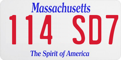 MA license plate 114SD7