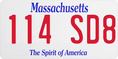 MA license plate 114SD8