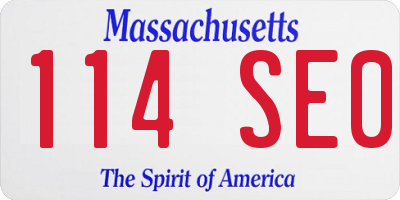 MA license plate 114SE0